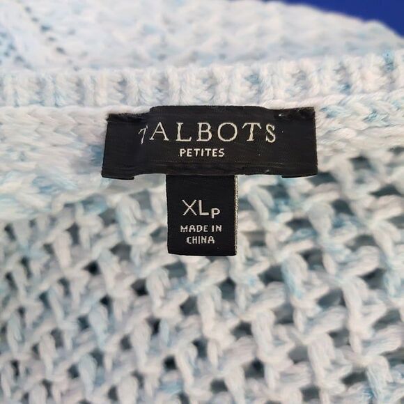 Talbots Petite Blue Crochet Tunic Top Boat Neck Cap Sleeve womens XL XLP Shirt - Picture 6 of 7
